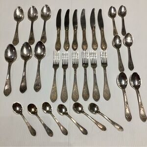 Vintage 70’s USSR Russian Melchior Silver Plated Flatware Full Set For 6 In Box